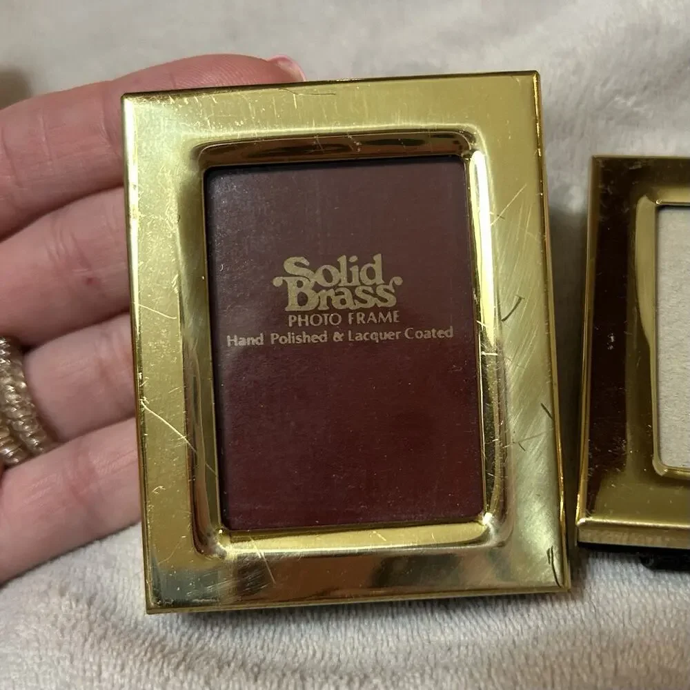 Vintage Solid Brass Hand-Polished and Lacquer-Coated Picture Frames Set of 3
